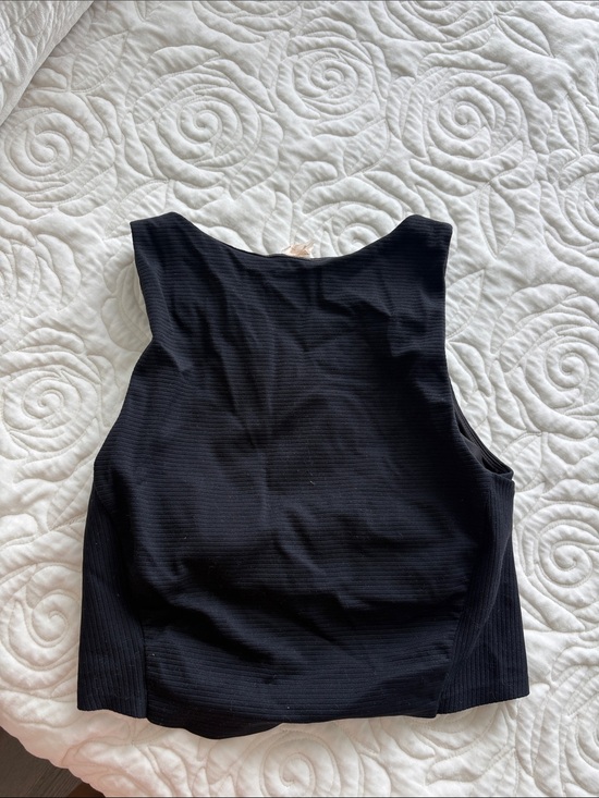 RHONE Tops - RHONE Black Ribbed Cropped Tank